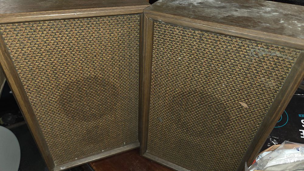 Lot 215 – A Pair of Vintage Wood Grain Speakers