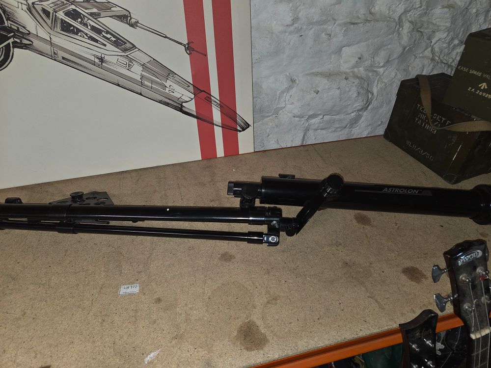 Lot 362 – Black Astrolon refractor telescope with tripod components