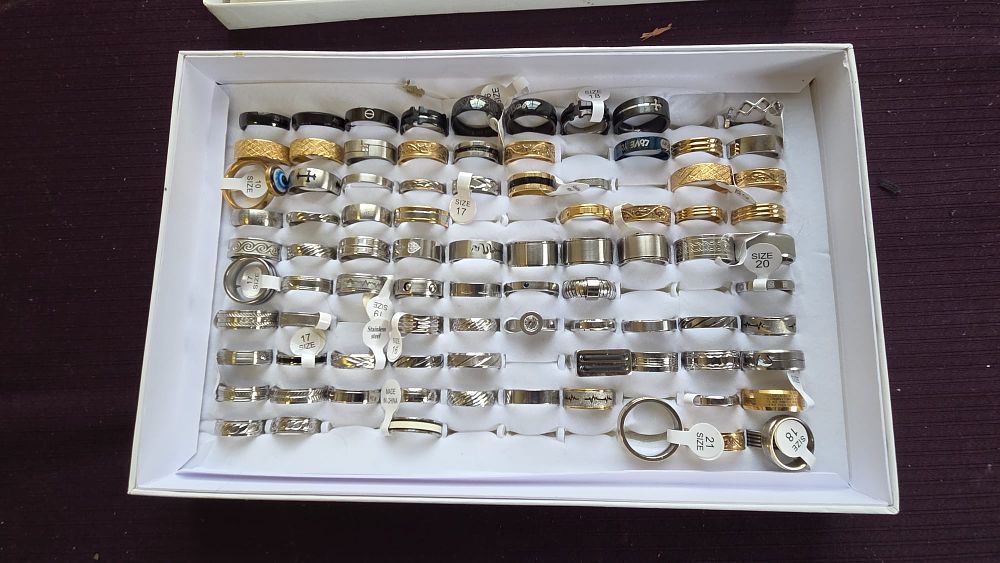Lot 601 – A Collection of Approximately 75 Stainless Steel Fashion Rings