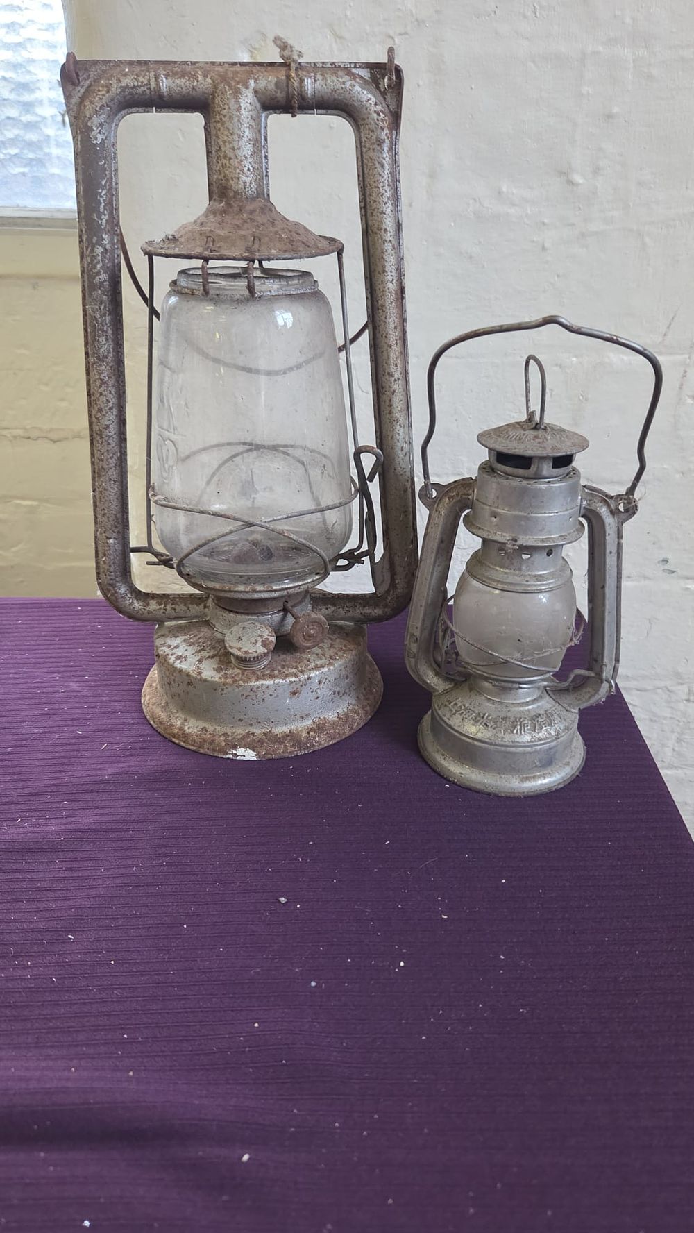 Lot 608 – A Pair of Vintage Tubular Hurricane Lanterns