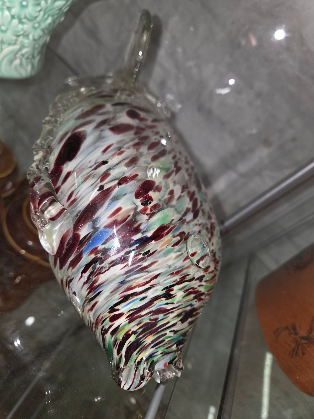 Lot 617 – Murano style multicoloured speckled glass fish figurine