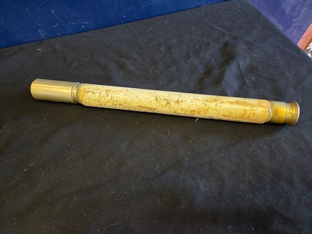 Lot 151 – A British Military Brass Single-Draw Telescope with Broad Arrow Mark