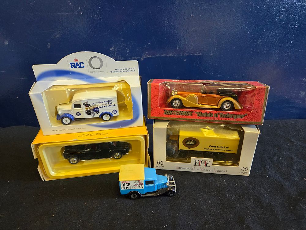 Lot 160 – A Collection of Five Model Vehicles including Matchbox Models of Yesteryear, Lledo, and Exclusive First Editions