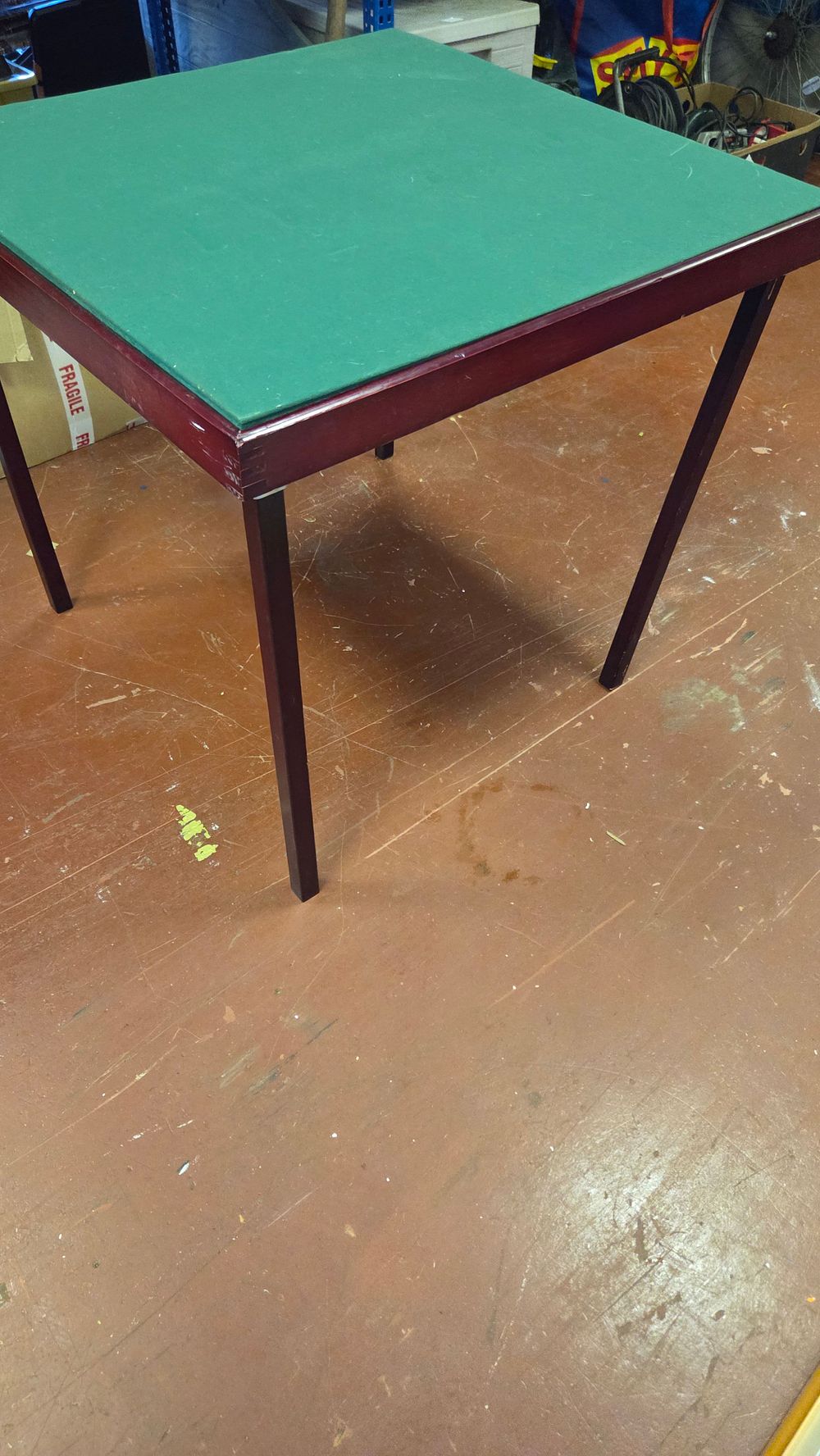 Lot 160 – Mid-20th Century Style Mahogany-Stained Folding Card Table with Green Baize Top