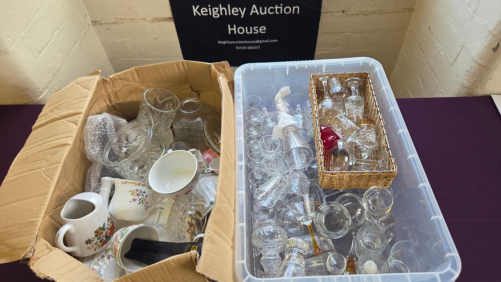 Lot 183 – Two Boxes of Assorted Glassware and Ceramic Tableware