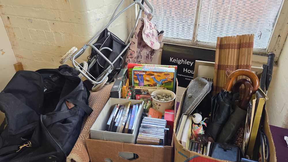 Lot 196 – Two Boxes and Bag of Miscellaneous Household Items