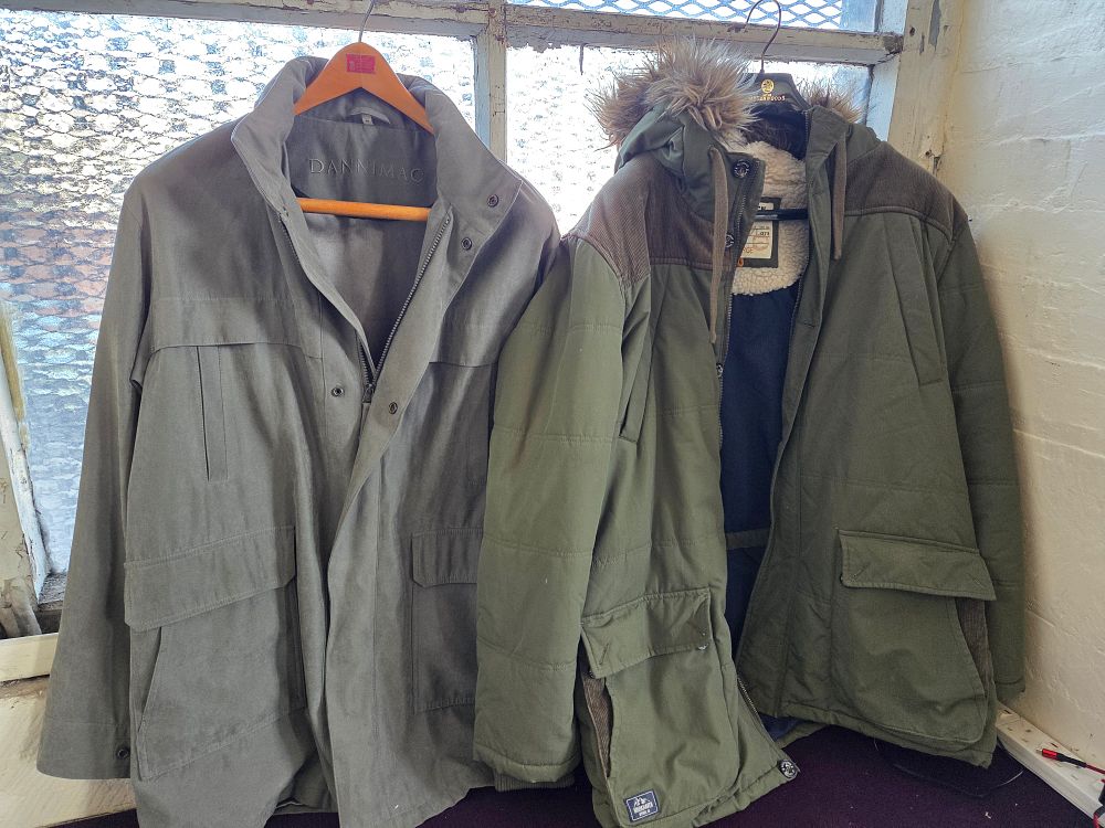 Lot 351 – Two men’s outdoor jackets by Dannimac and Brookhaven Apparel Co. Sizes M and XXL