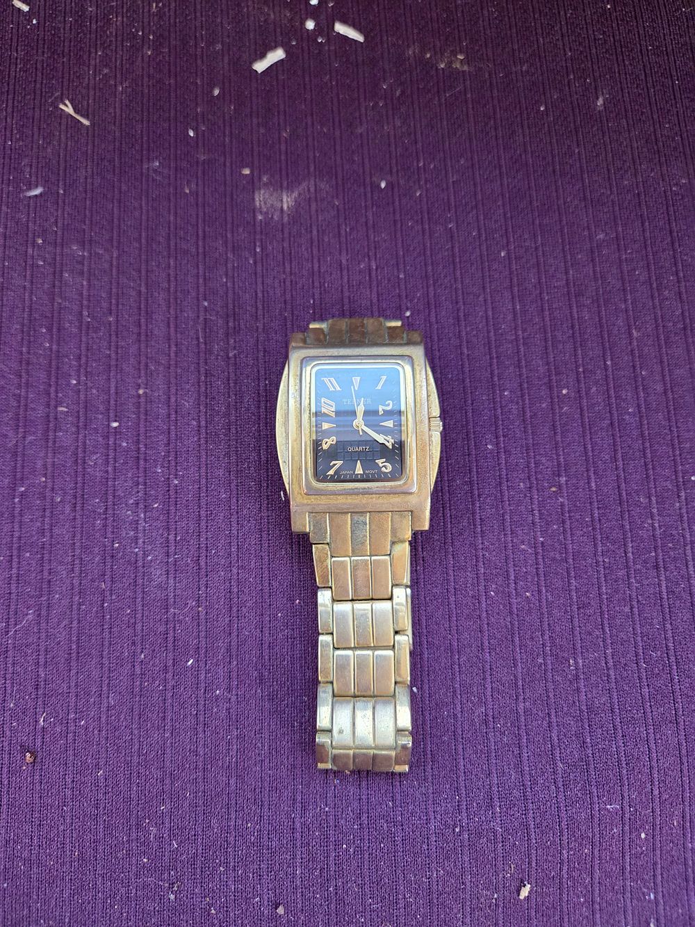 Lot 600 – Texier Gold Tone Quartz Tank Style Wristwatch