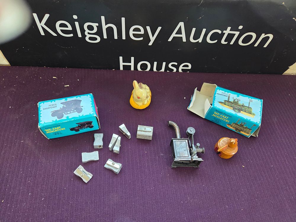 Lot 609 – A Collection of Antique Finished Die-Cast Miniature Pencil Sharpeners and Novelty Sharpeners