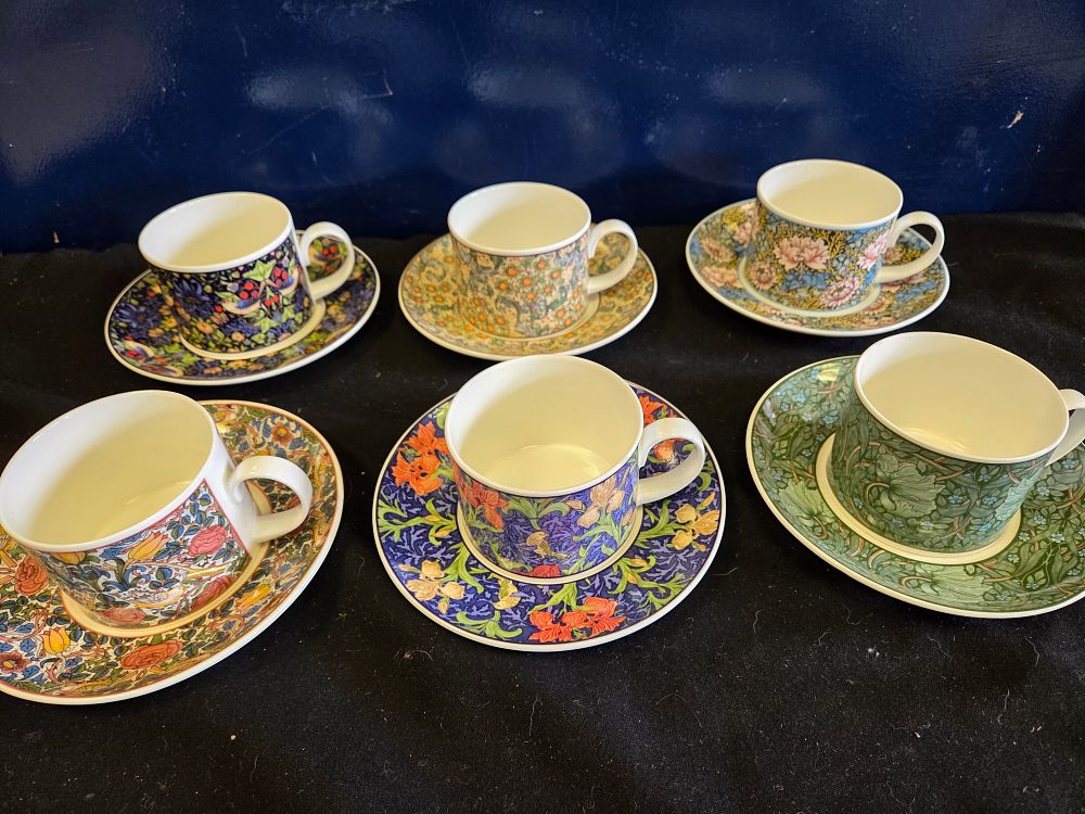 Lot 192 – A Set of Six Dunoon Fine Bone China Coffee Cups and Saucers in William Morris Designs