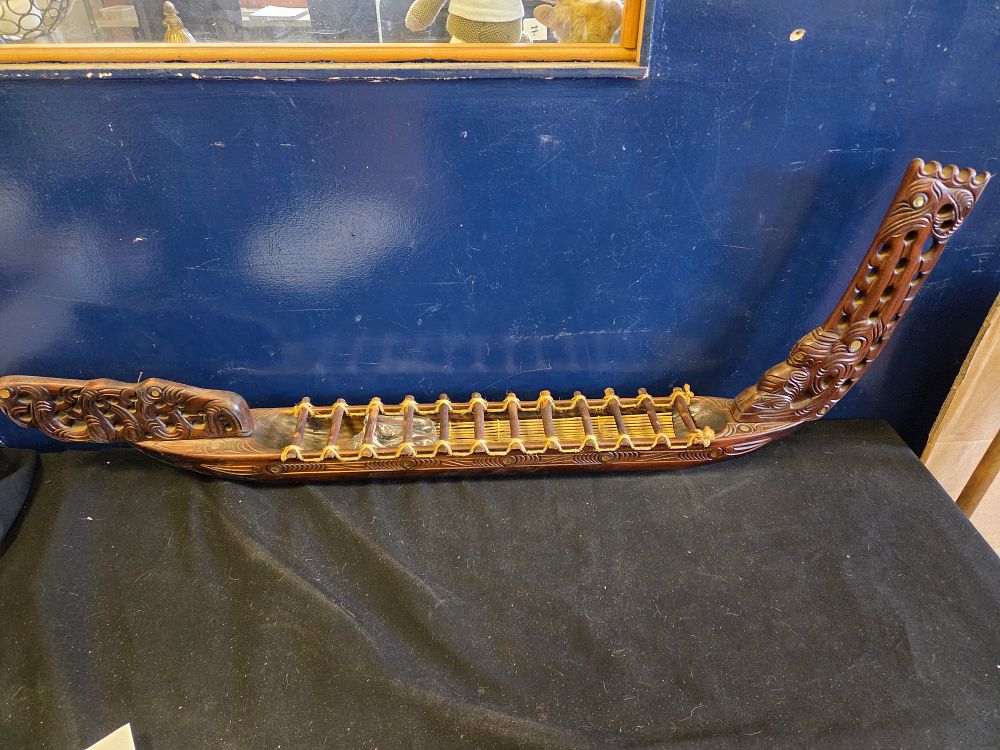 Lot 238 – A Mid-20th Century Māori Carved Wooden Waka Taua War Canoe Model