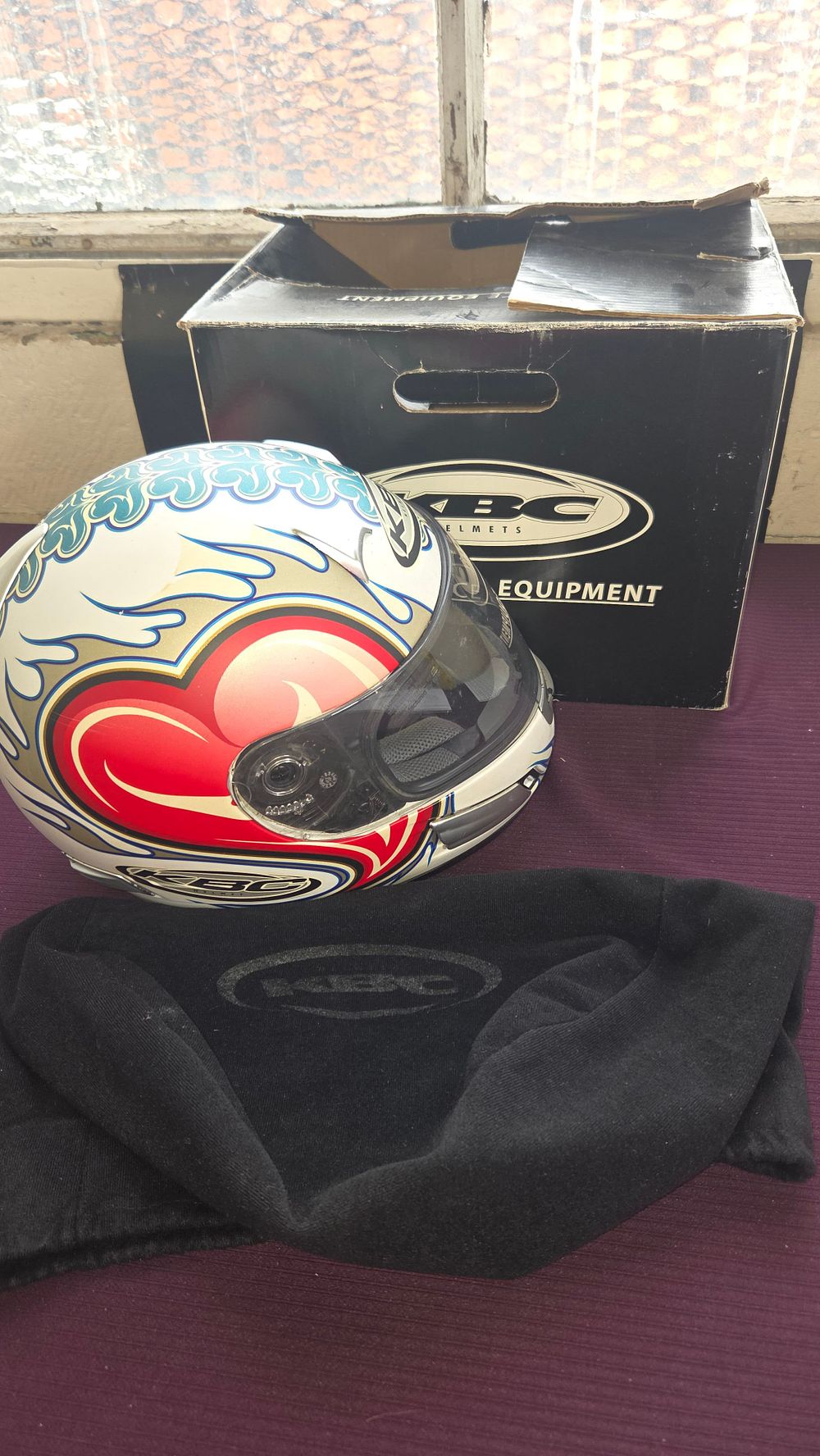 Lot 172 – A KBC Full-Face Motorcycle Helmet in Original Box with Dust Cover