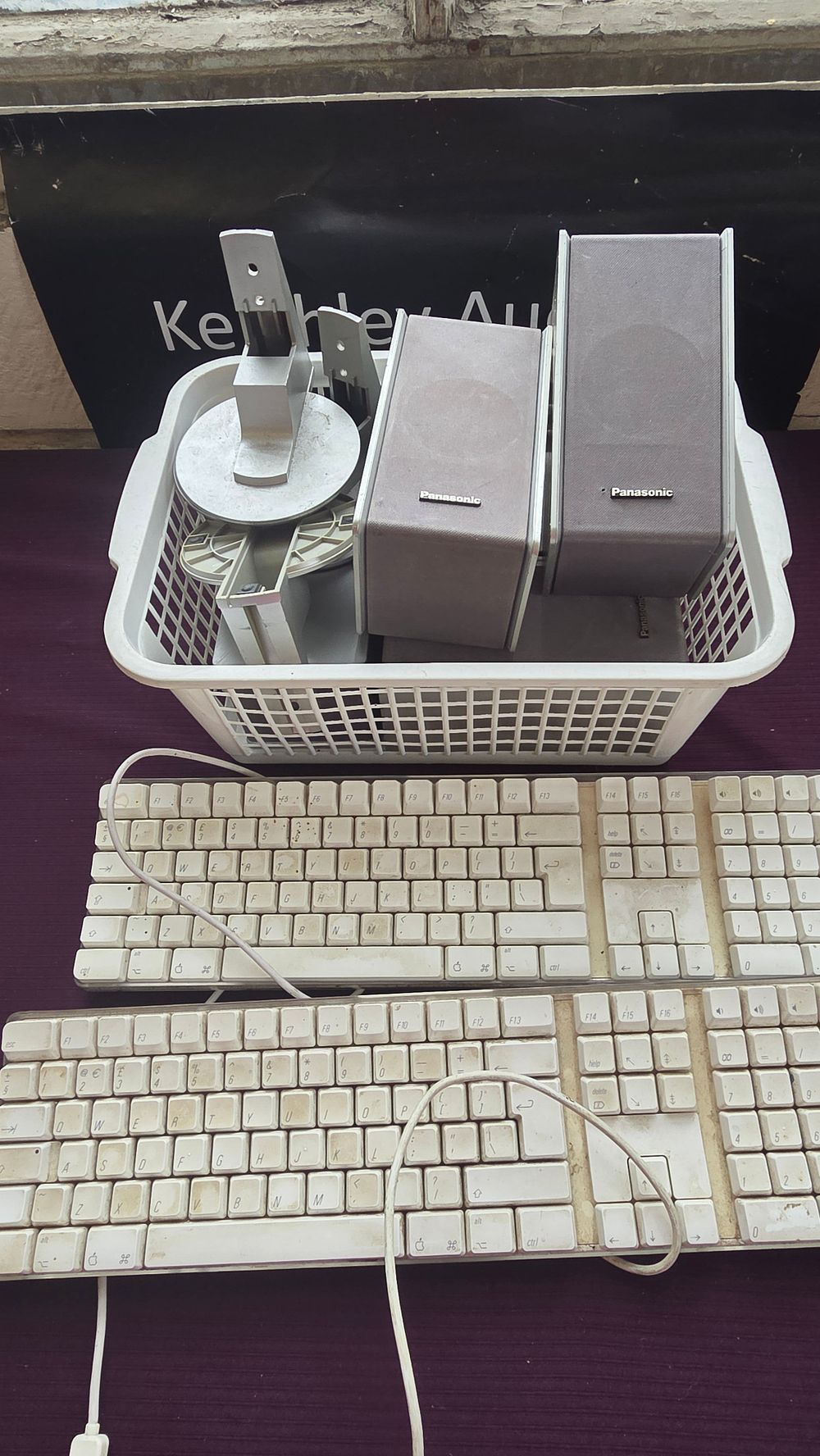 Lot 174 – A Collection of Panasonic Surround Sound Speakers and Apple Macintosh Wired Keyboards