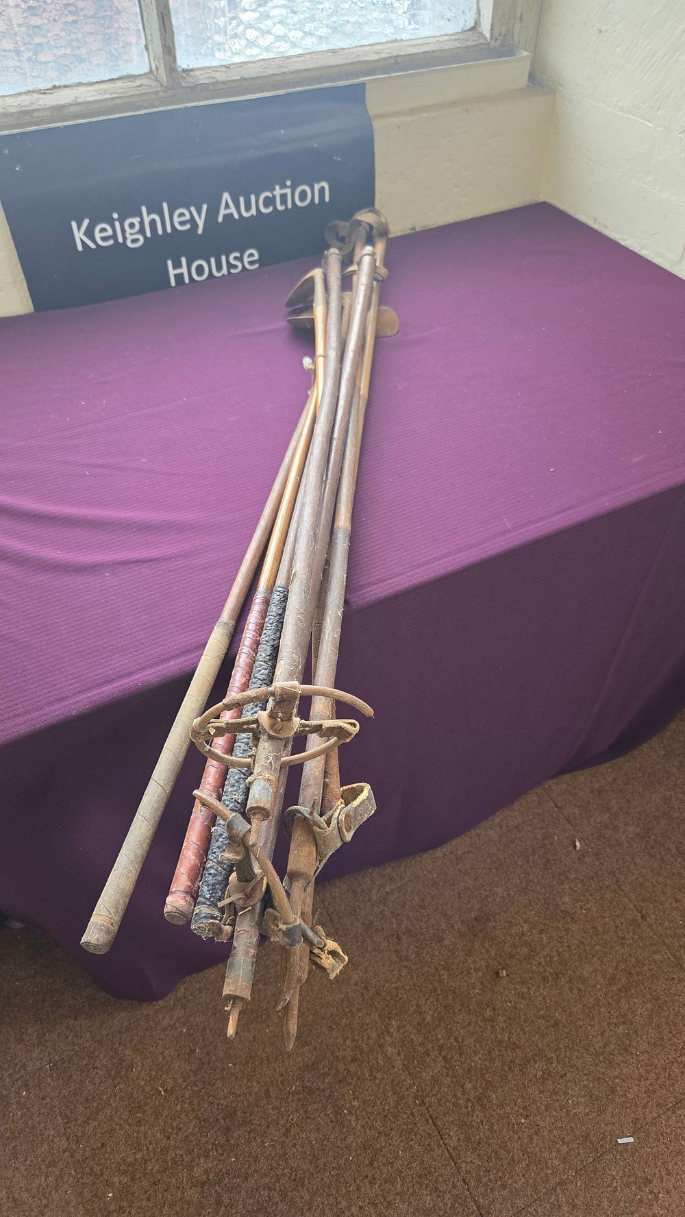 Lot 209 – A Collection of Vintage Wooden-Shafted Golf Clubs and Bamboo Ski Poles