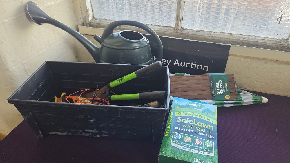 Lot 242 – An Assortment of Garden Equipment and Consumables Including Draper and Spear and Jackson Tools