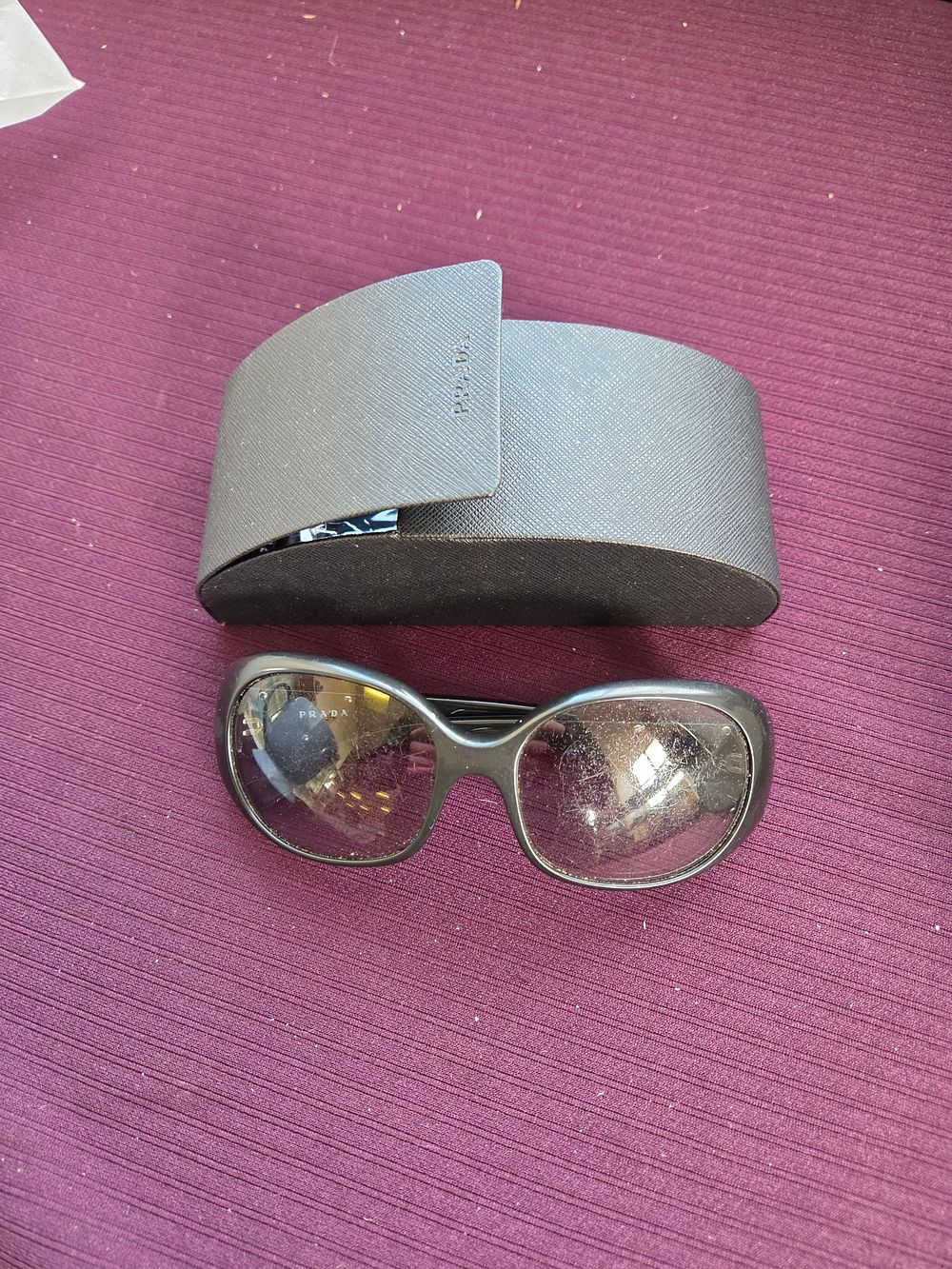 Lot 605 – Prada PR 04ZS Black Acetate Sunglasses and Coordinating Case
