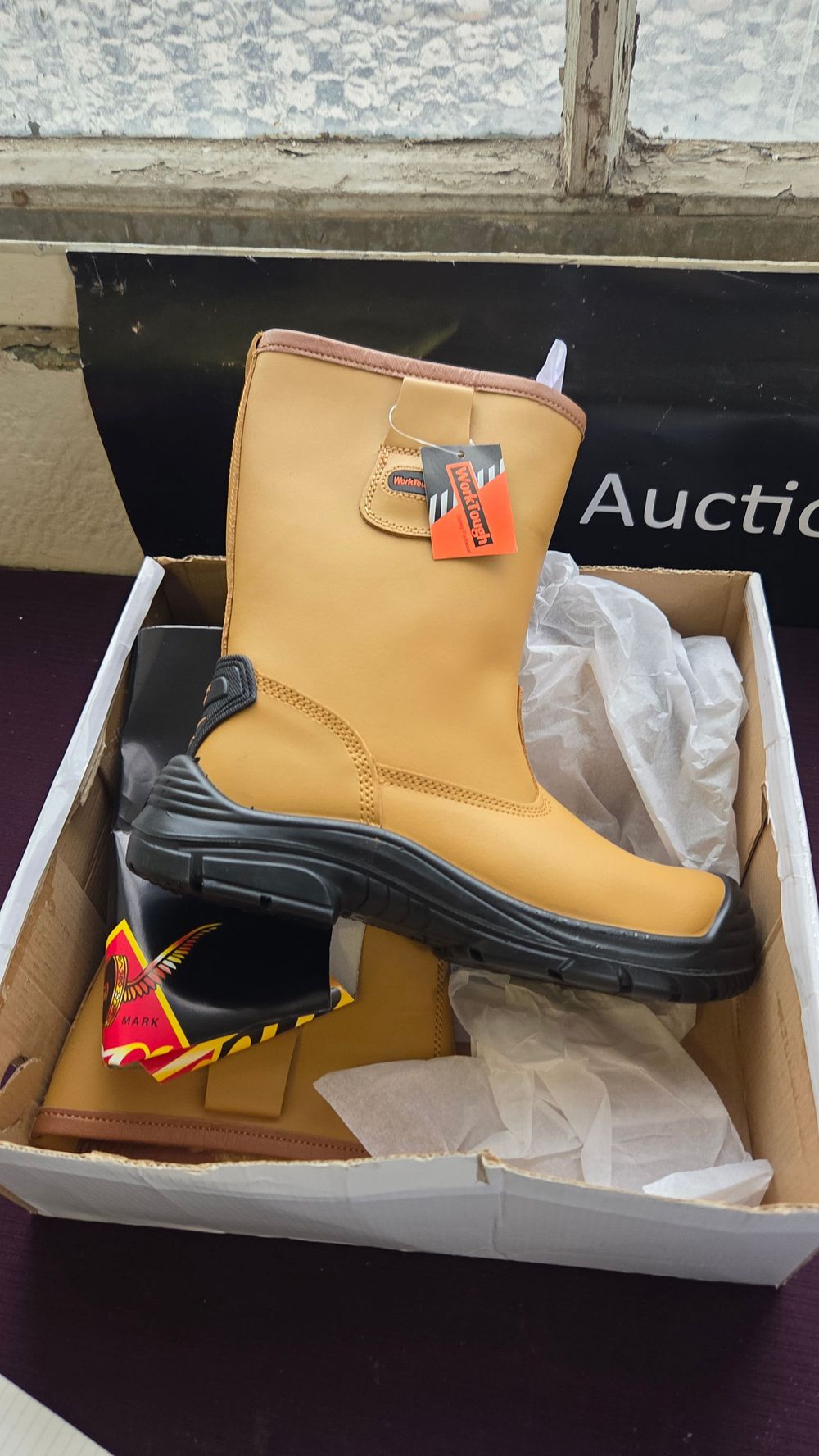 Lot 155 – A Pair of WorkTough Honey Rigger Safety Boots Size 7