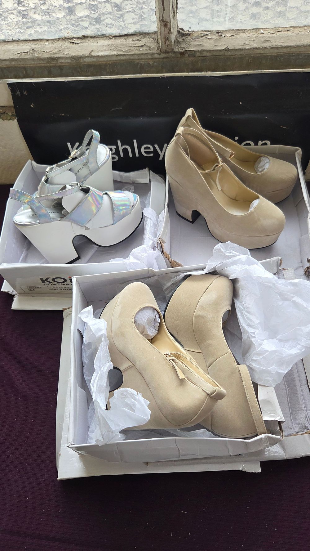 Lot 182 – A Trio of Koi Footwear Synthetic Platform Shoes
