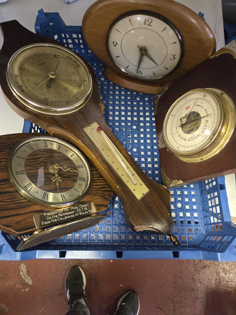 Lot 248 – A Collection of Vintage Mantel Clocks and Aneroid Barometers