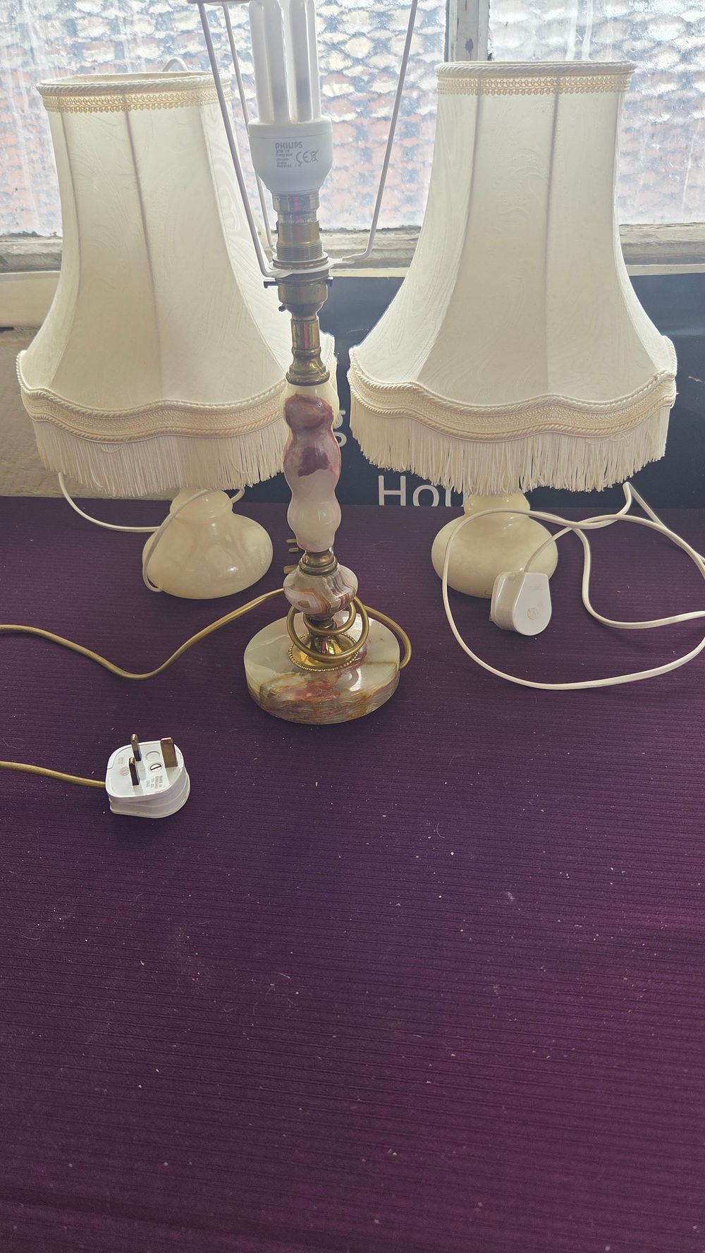 Lot 293 – A Trio of Alabaster and Onyx Table Lamps