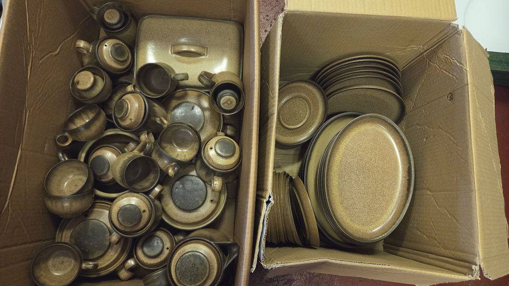 Lot 301 – Two Boxes of Denby Romany Pattern Stoneware Tableware
