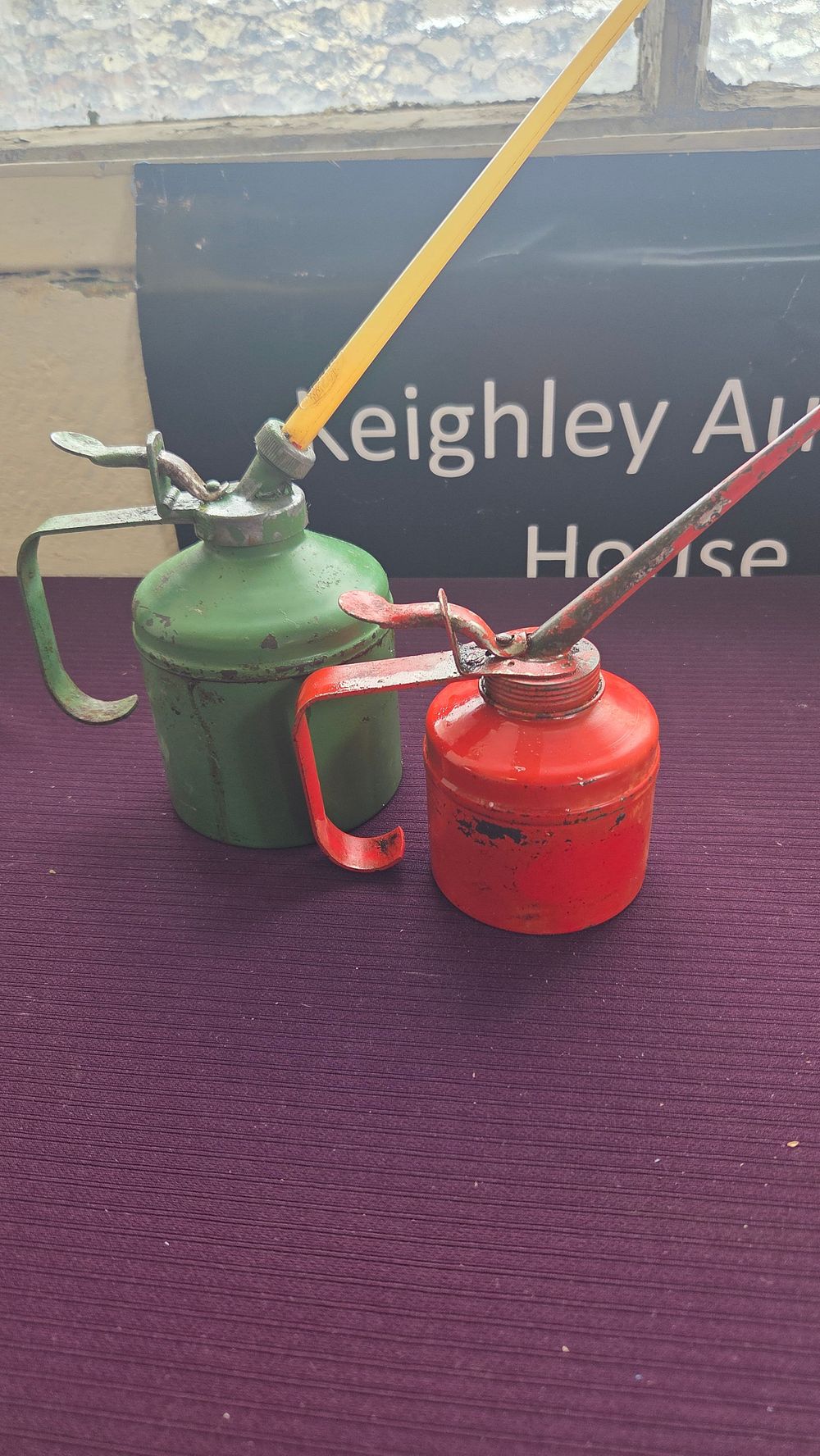 Lot 317 – A Pair of Vintage Thumb-Pump Metal Oil Cans
