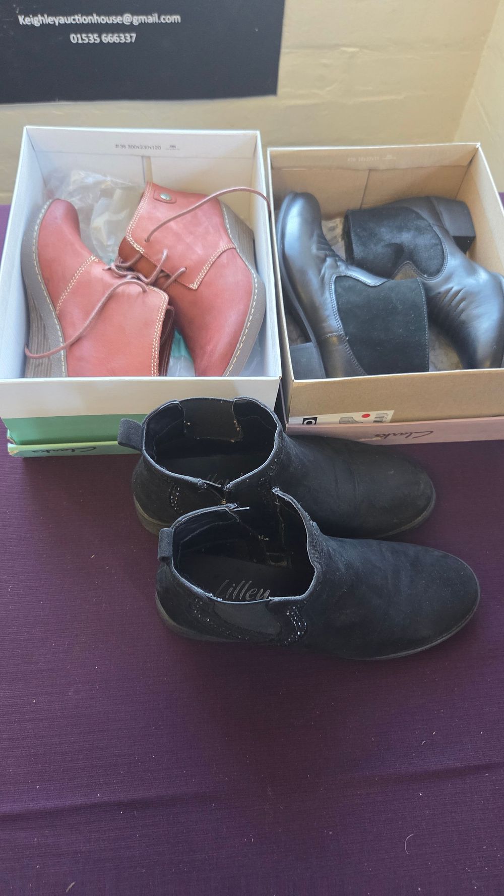 Lot 202 – Three Pair of Ladies Ankle Boots by Clarks and Lilley Size 5