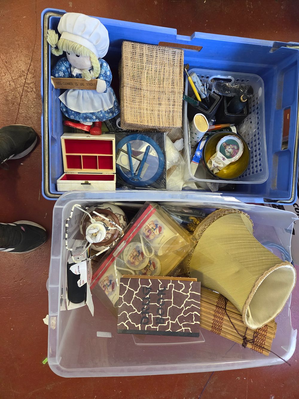 Lot 229 – An Assortment of Household Goods, Collectibles, and Decorative Items in Two Storage Crates