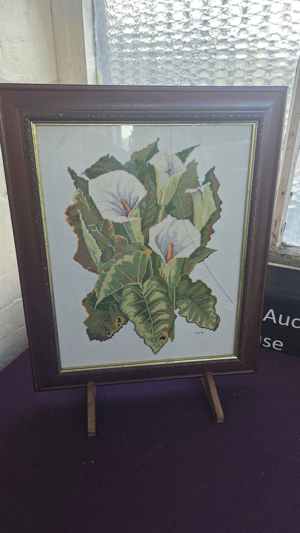 Lot 232 – Late 20th-century Needlework Fire Screen of Calla lilies, dated 1996