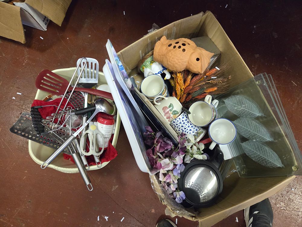 Lot 349 – Two boxes of Kitchenware, Ceramics, and Decorative Household Items