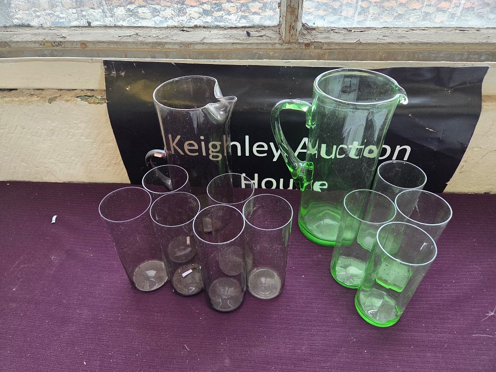 Lot 359 – A Collection of Mid-Century Modern Style Coloured Glassware comprising Pitcher and Tumbler Sets
