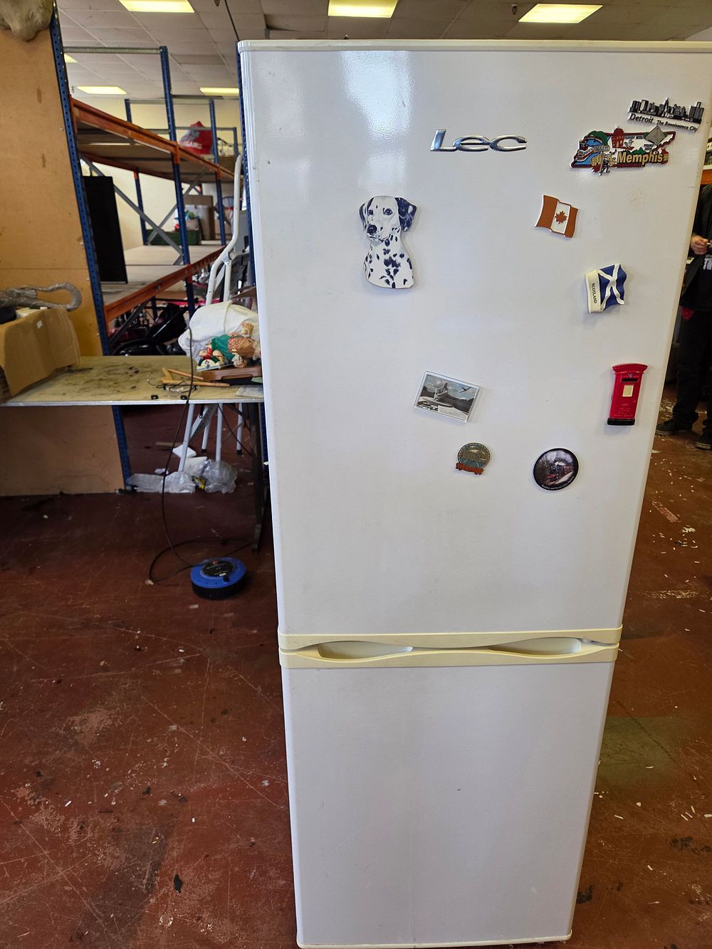 Lot 379 – Lec White Upright Fridge-Freezer in Working Order