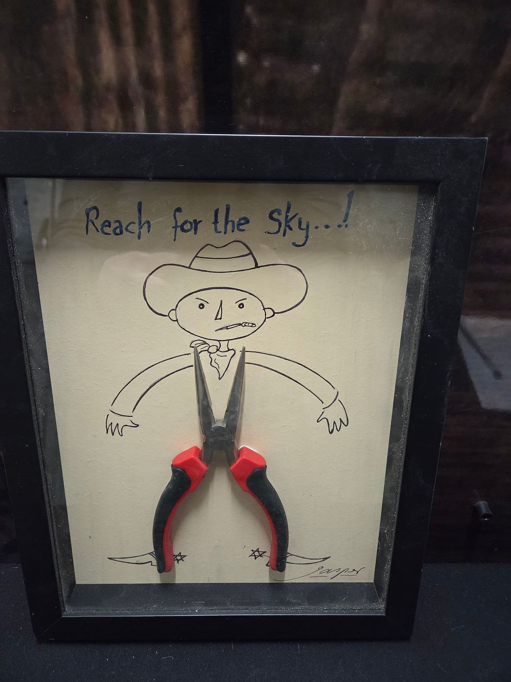 Lot 644 – Jasper 3D mixed media cowboy artwork Reach for the Sky