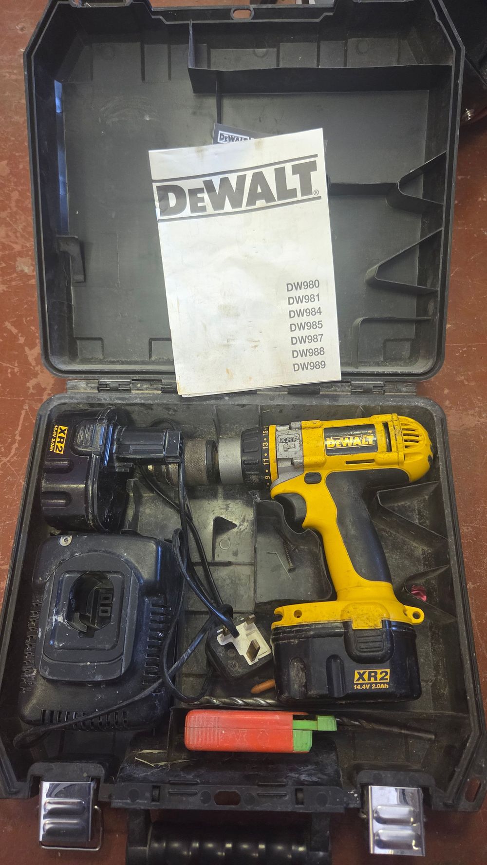 Lot 230 – A DeWALT 14.4V Cordless Hammer Drill Driver Set with Accessories and Carry Case