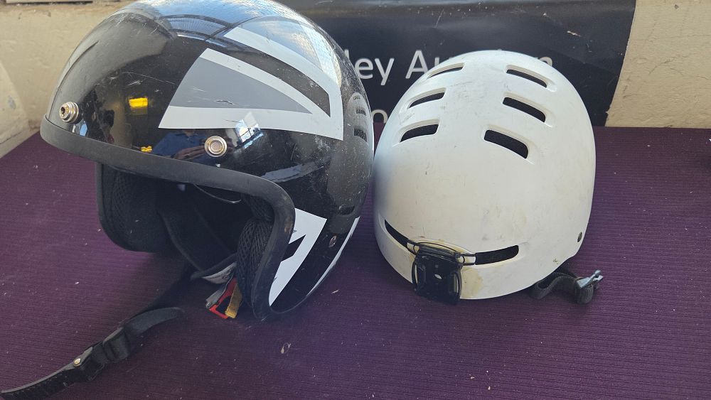 Lot 319 – A Pair of Helmets comprising an Open-Face Motorcycle Helmet and a Multi-Sport Helmet