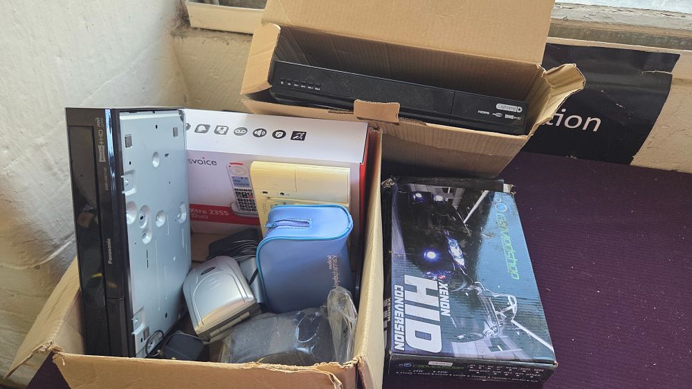 Lot 345 – An Assortment of Household Electronics and Automotive Accessories including Panasonic and Digihome Units