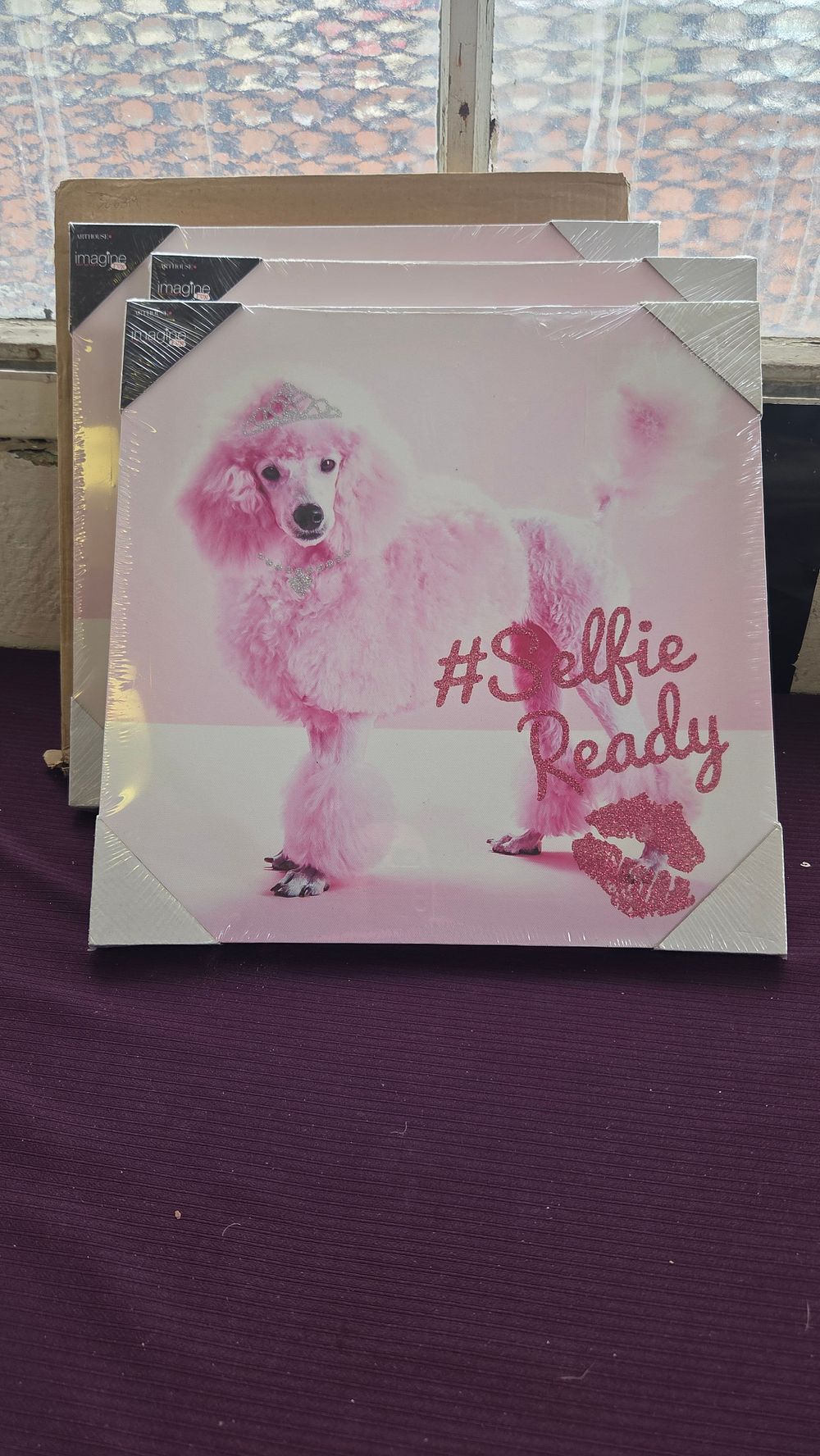 Lot 187 – A Set of Four Arthouse Imagine for Kids Pink Poodle Canvas Wall Prints