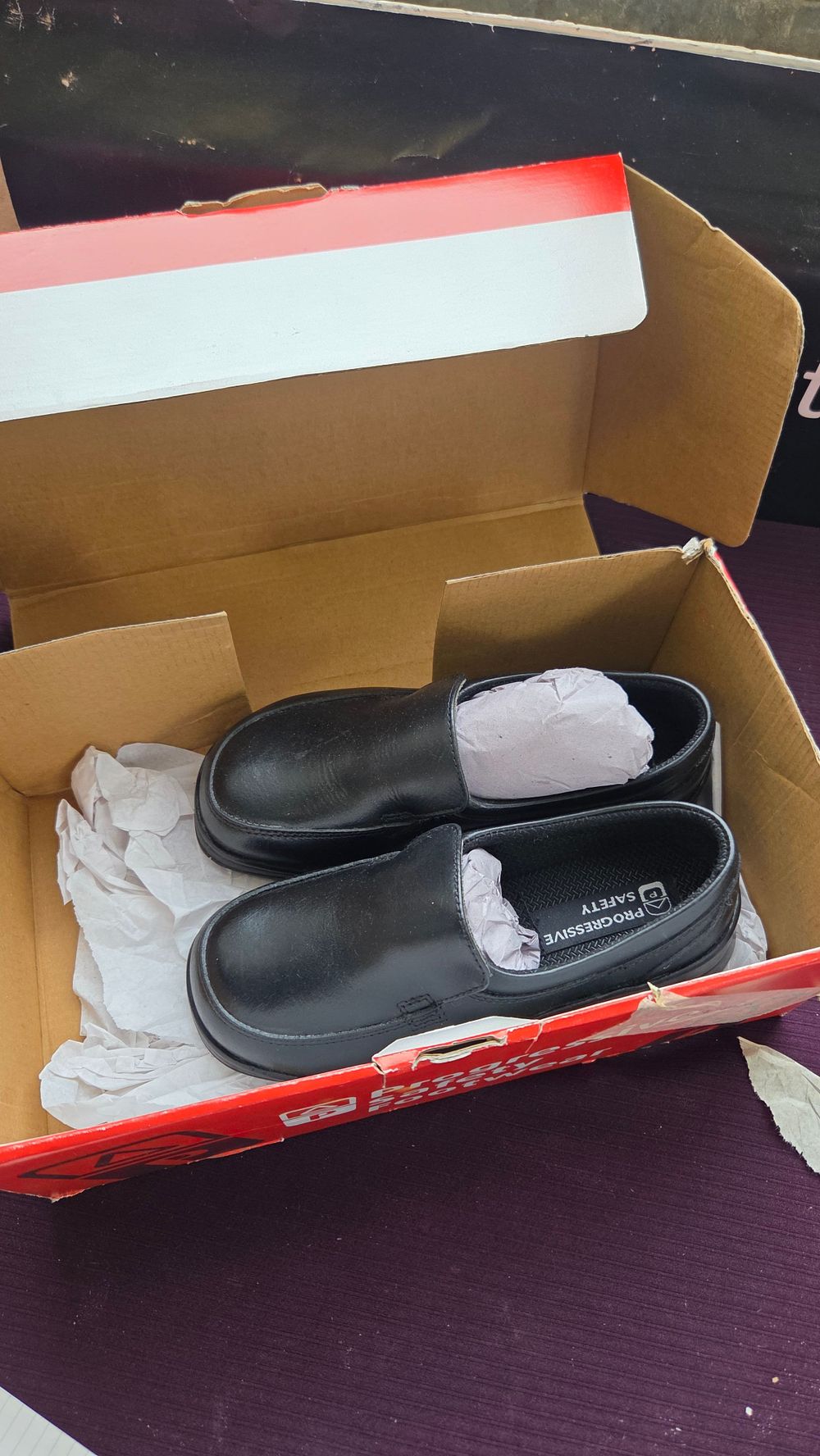 Lot 189 – A Pair of Progressive Safety Slip-on Safety Shoes in Original Box Size 3