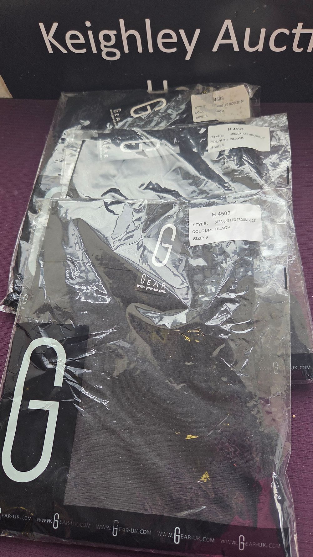 Lot 256 – Three Pair of New Gear-UK Style H 4503 Black Straight Leg Trousers Size 8
