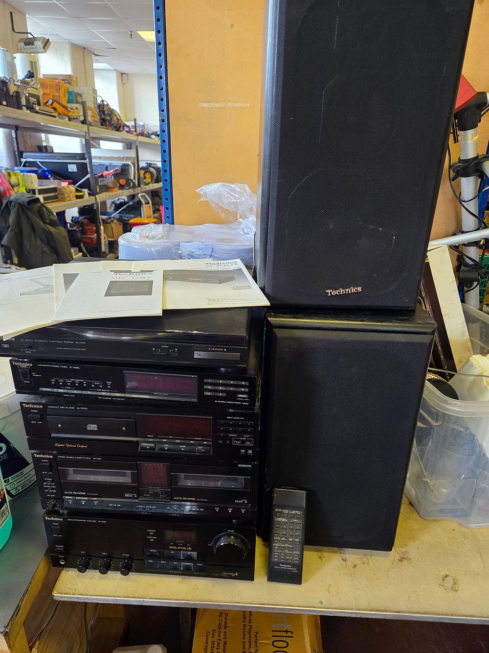 Lot 460 – A Technics Hi-Fi Separates Stacking Stereo System with Speakers, Remote and Manuals