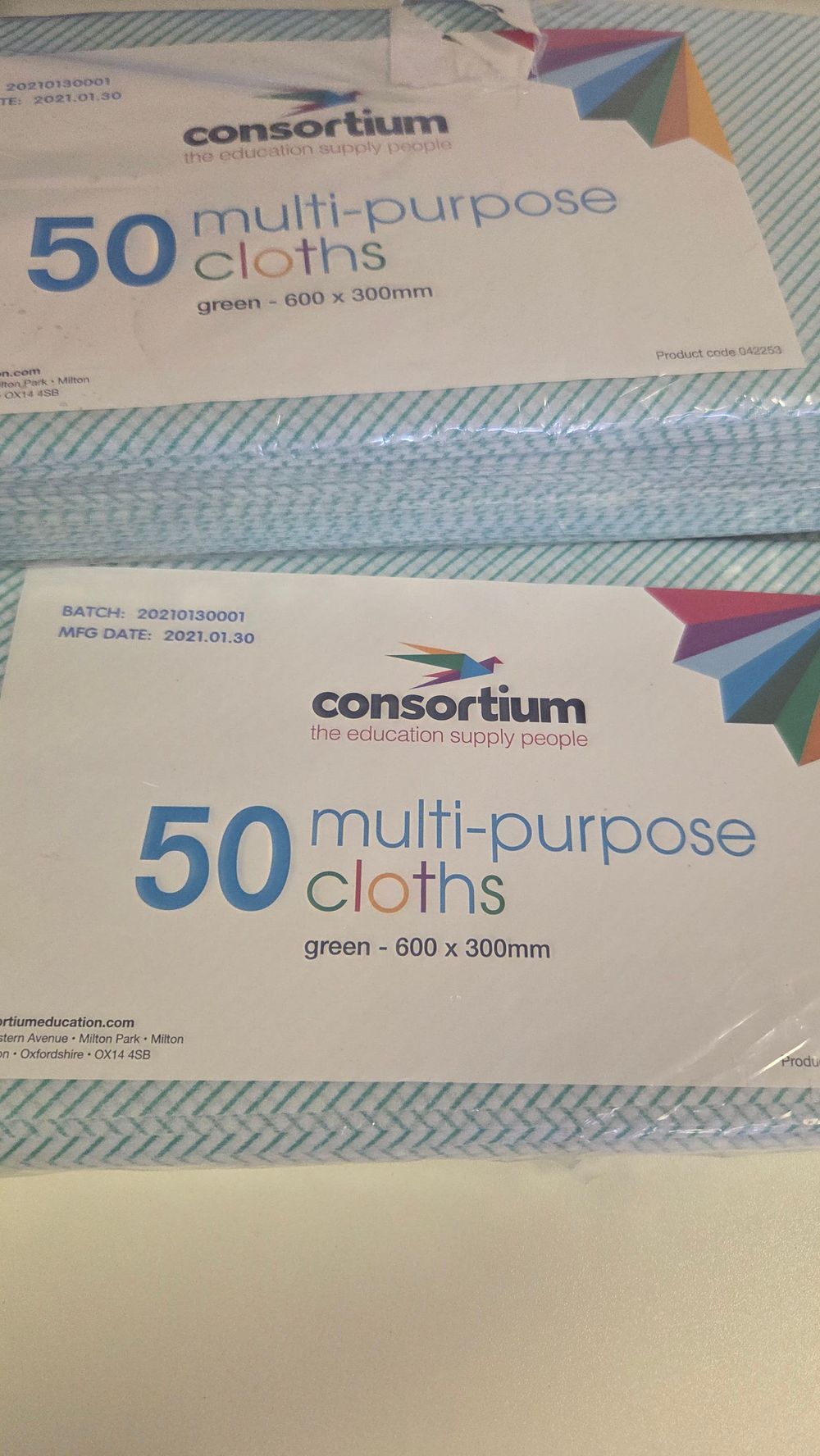 Lot 245 – Three Sealed Packs of Consortium Green Multi-Purpose Cloths