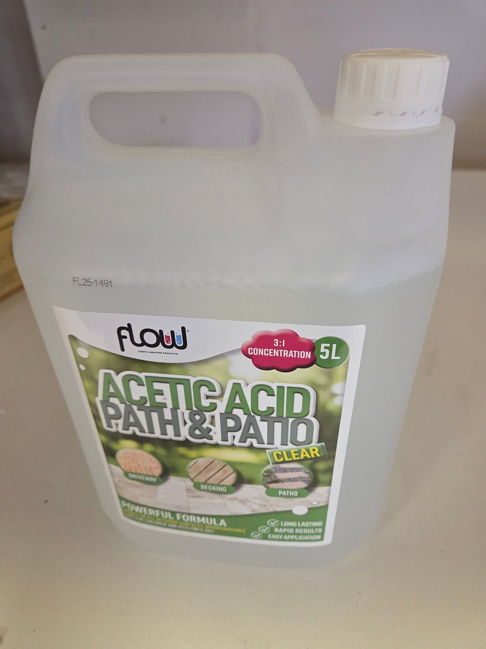 Lot 316 – One 5-Litre Bottle of Flow Acetic Acid Path and Patio Cleaner