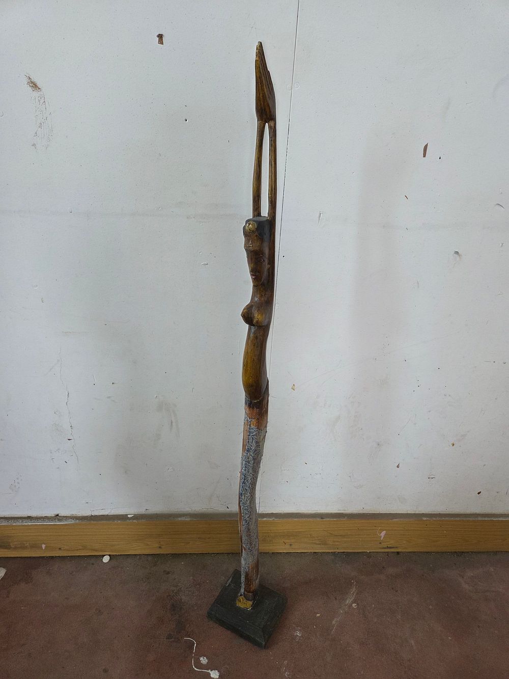 Lot 624 – A Modernist Carved and Partially Gilded Wood Standing Figure