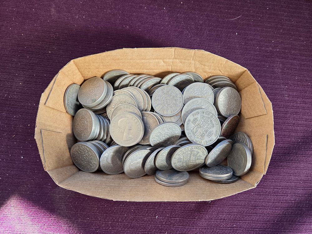 Lot 653 – A Collection of UK Pre-decimal Cupro-nickel Coins Including Half Crowns, Florins, and Shillings