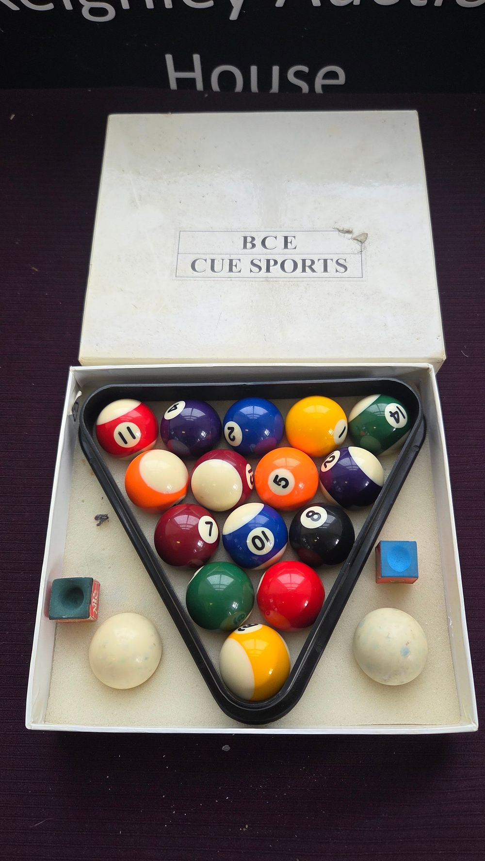 Lot 167 – A Set of BCE Cue Sports Billiard Balls with Accessories in Original Box