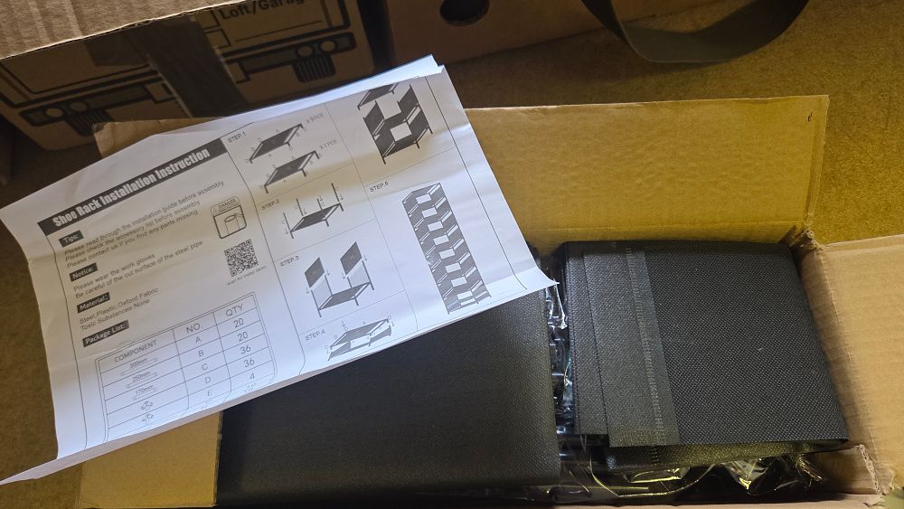 Lot 176 – Multi-Tier Shoe Rack Assembly Kit with Oxford Fabric Shelving