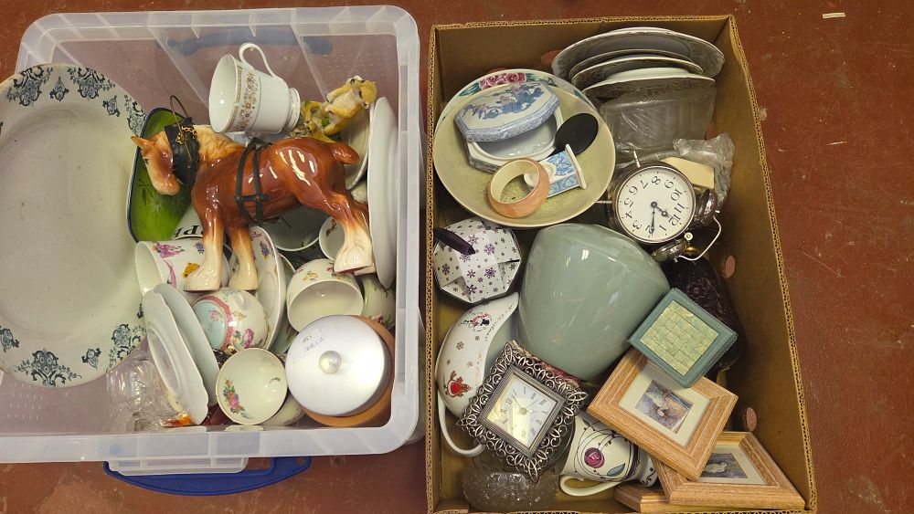 Lot 184 – Two Boxes of Ceramics, Glass, and Decorative Household Items