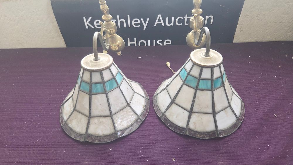 Lot 198 – A Pair of Tiffany Style Glass Wall Sconces