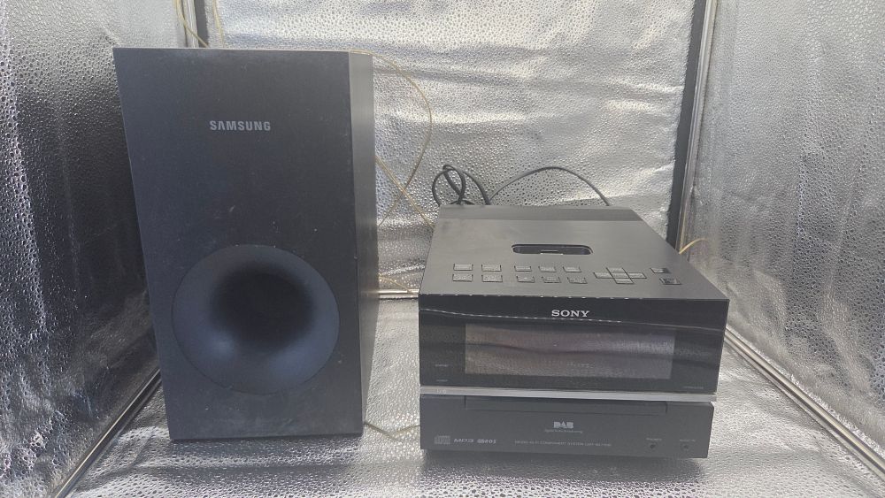 Lot 290 – Two Audio Components comprising a Sony CMT-BX77DBI Micro Hi-Fi System and a Samsung Subwoofer. Both power on