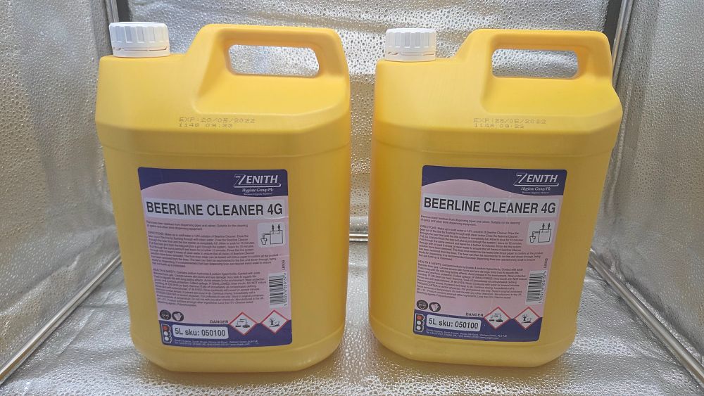 Lot 292 – A Pair of 5 Litre Containers of Zenith Hygiene Beerline Cleaner 4G